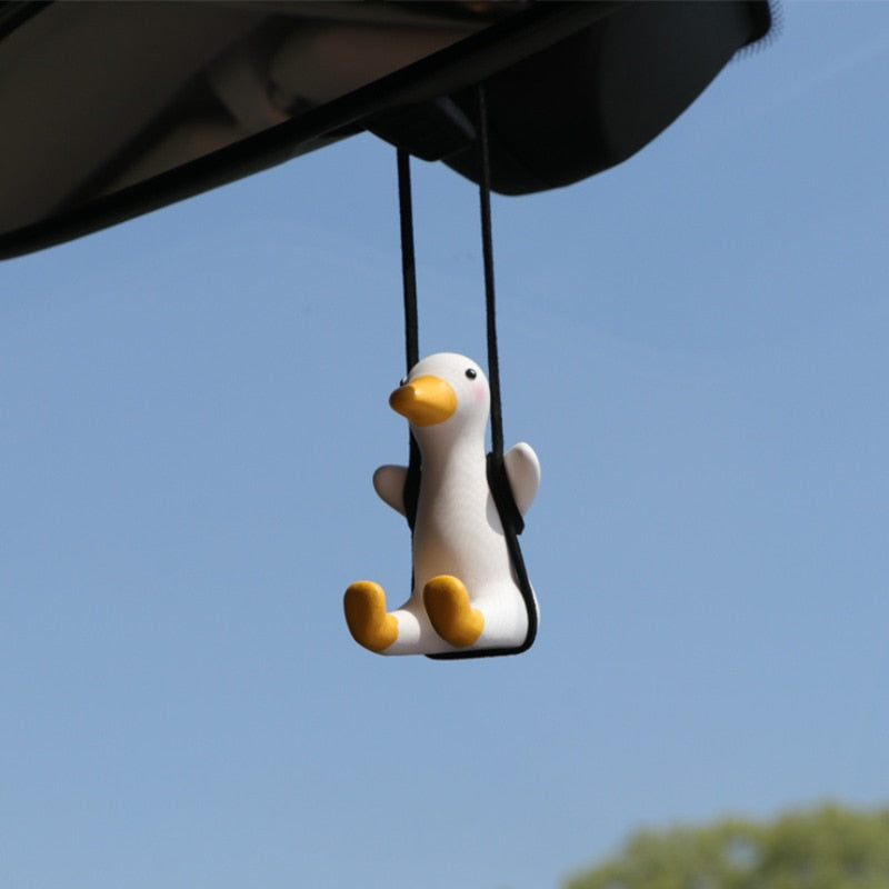 Cute Car Swinging Duck: Rearview Mirror Ornament
