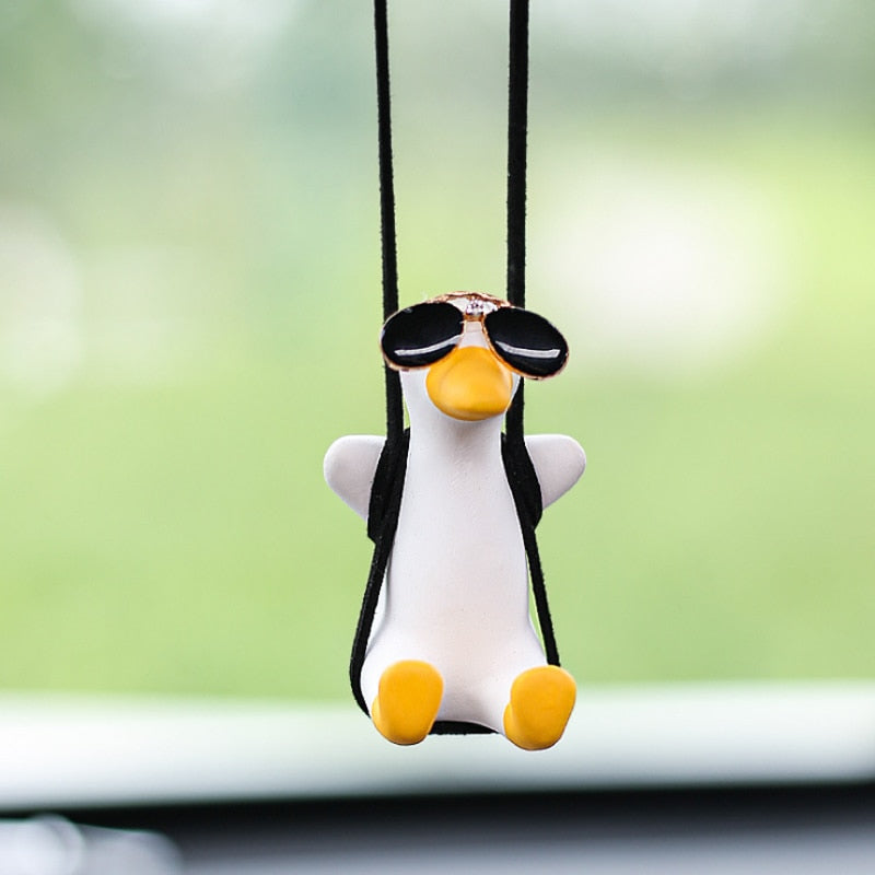 Cute Car Swinging Duck: Rearview Mirror Ornament