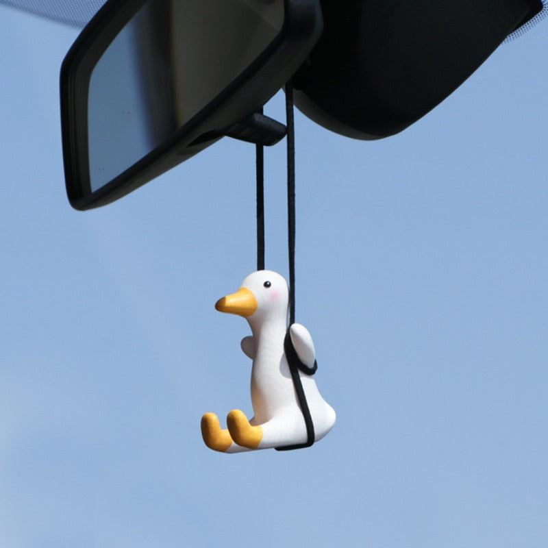 Cute Car Swinging Duck: Rearview Mirror Ornament