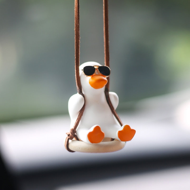 Cute Car Swinging Duck: Rearview Mirror Ornament